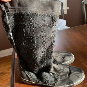 Knee high slip on boot